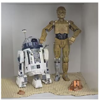 MOC-75398 Película Batalla Estrellas R2-D2 C-3PO Modelo 416 Uds Soporte Ensamblaje