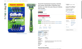 Rastrillo Gillette Prestobarba3 por $155 | Oferta Amazon