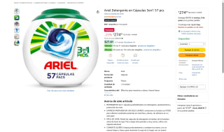 Detergente Ariel 3en1 57uds por $274 | Oferta Amazon