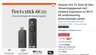 Amazon Fire TV Stick 4K Max voor €46,99 met Amazon prime