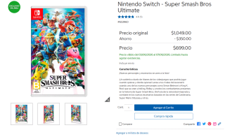 Nintendo Switch con Smash Bros por $699 | Oferta Costco