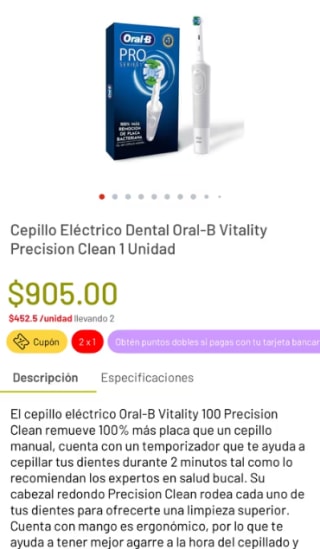 2x1 en Cepillos Eléctricos Oral B Pro Series | Soriana