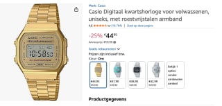 Casio Retro Vintage A168WG horloge voor €44,95 bij Amazon