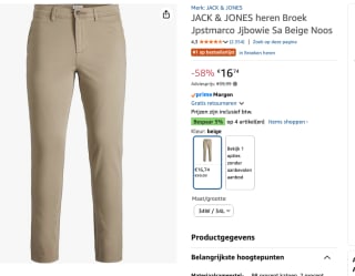 Jack&Jones herenbroek voor €16,74 bij Amazon
