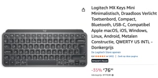 Logitech MX Keys Mini Minimalistisch, Draadloos Verlicht Toetsenbord voor €66,90