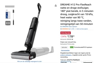 DREAME H12 Pro FlexReach natte en droge stofzuiger voor €178,60 bij Amazon