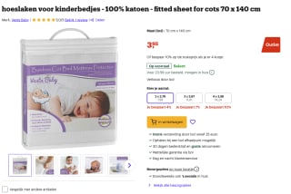 hoeslaken voor kinderbedjes voor 3,95 euro