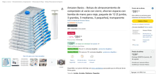 Bolsas de compresión al vacío (paquete de 12) por $391 en Amazon
