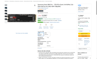 SSD Samsung 990 Pro 1TB PCIe Gen4 por $2,936 | Oferta Amazon