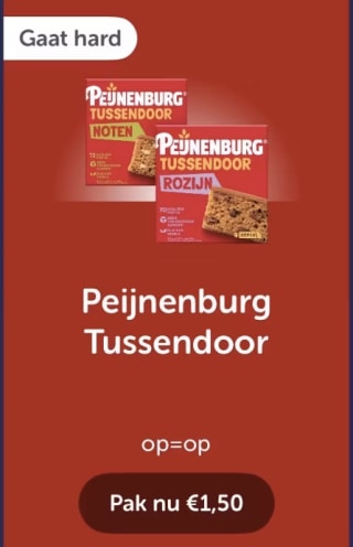 Peijnenburg Tussendoor gratis met €1,50 cashback bij Jumbo en Tikkie