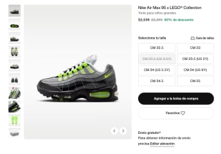Tenis para Niños Nike Air Max 95 x LEGO Collection por $2,039