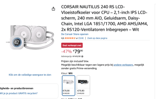 Corsair NAUTILUS 240 LCD White waterkoeler voor €79,90 bij Amazon