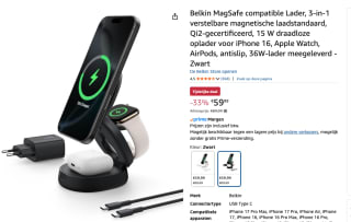 BELKIN BOOSTCHARGE Qi2 15w Z-Fold 2in1 voor €59,99 bij Amazon