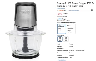 Princess 221051 Power hakmolen voor €28 bij Amazon