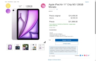 iPad Air 11" 128GB por $11,999 | Descuento Costco