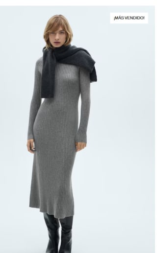 Vestido punto evasé cuello perkins por 11.99€