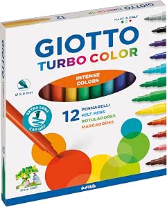 12 rotuladores GIOTTO Turbocolor, Punta Fina por 1.79€