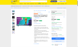 Hisense Smart TV 40" por $3,300 | Mercado Libre