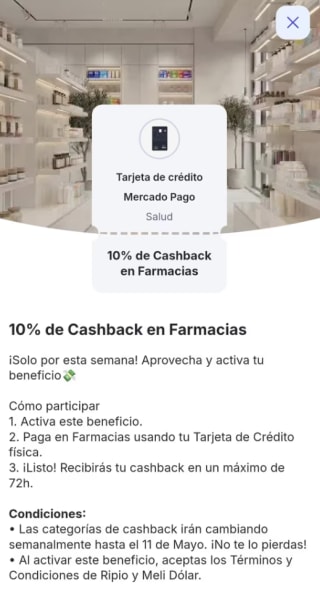 10% de Reintegro en Farmacias | Mercado Pago TDC