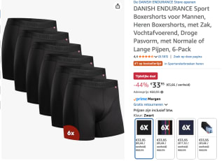 DANISH ENDURANCE Sportonderbroeken Heren Quick Dry Boxershorts 6 pack voor €33,95