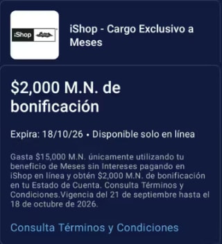 Bonificación de $2,000 al gastar $15,000 en iShop con American Express