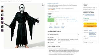 Disfraz de Grito para Adulto por $200 en Amazon