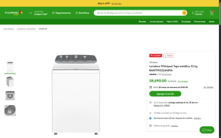 Lavadora Whirlpool 22kg por $7,011 | Oferta Walmart (Bancomer 12 MSI)