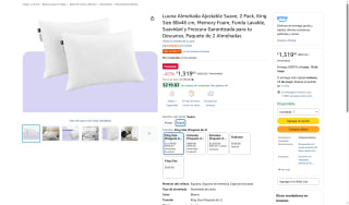 Almohada Luuna King Size por $1,319 | Oferta Amazon