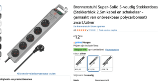 Super-Solid-Line stekkerdoos 5-voudig voor €12,18 bij Amazon