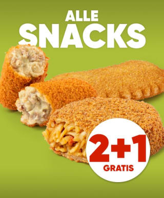 2+1 gratis op alle snacks bij Kwalitaria