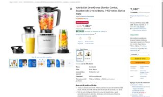 Nutribullet SmartSense 1400W Blanco Mate por $1,880 | Amazon