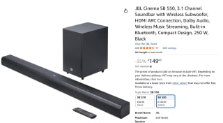 JBL Cinema SB 550, 3.1 Channel Soundbar voor €149 bij Amazon