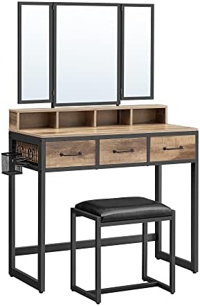 VASAGLE Tocador con Taburete Acolchado con 3 cajones por 89.99€