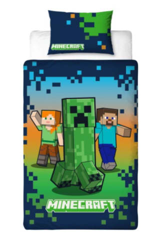 Ropa de cama reversible Minecraft/Pokémon por 14.99€.
