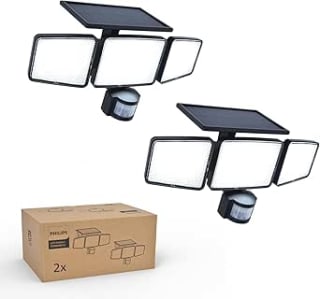Lot de 2 Lampes Solaire Philips - Détecteur de Mouvement, 302 LED, 1200lm à 32,29€