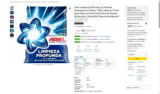 Detergente Ariel 750g por $23 | Oferta Amazon