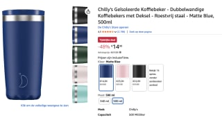 Chilly's Coffee Cup Matte Blue voor €14 bij Amazon