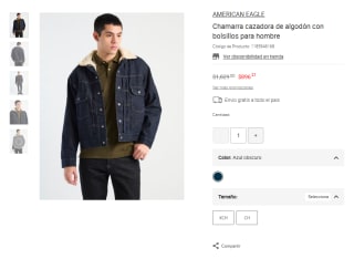 Chamarra Cazadora American Eagle por $896 | Liverpool