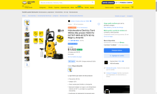 Hidrolavadora Trent 1400W por $919 | Oferta Mercado Libre