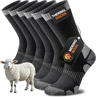 Merino Wool Thick Cushioned Hiking Socks, Seamless & Breathable Anti-Blister Crew So