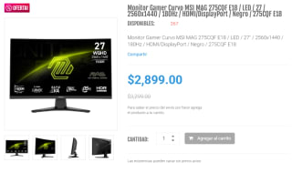 Monitor Curvo MSI MAG 275CQF E18 LED 27" por $2,899 | DDTech