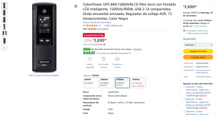 CyberPower UPS 1500VA por $3,899 | Amazon
