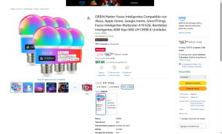 6 Luces Inteligentes Wi-Fi Matter por $567 | Amazon