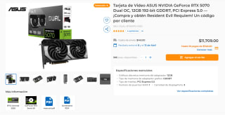 Tarjeta ASUS RTX 5070 Dual OC 12GB por $11,719 | CyberPuerta