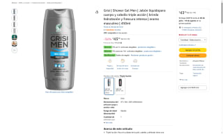 Grisi Shower Gel Men 450ml por $44 | Oferta Amazon