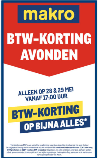 Makro BTW korting avonden tot 17,37 % korting