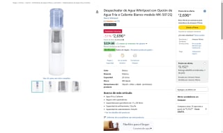 Despachador de agua Whirlpool WK-5012Q por $2,696 | Amazon
