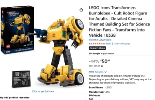 LEGO Icons Transformers Bumblebee voor €50,46 bij Amazon