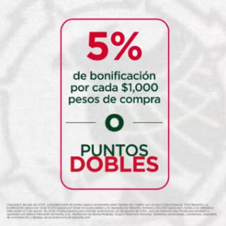 Bonificación de 5% o puntos dobles | Banorte | 100% extra si gana México
