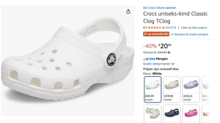 Crocs - Classic Clogs Kids wit voor €20,95 bij Amazon
